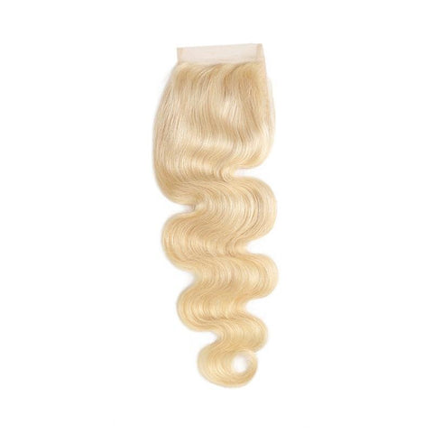 10A 4"X 4" Traansparent Body Wave Lace Closure #613 (FREE PART)